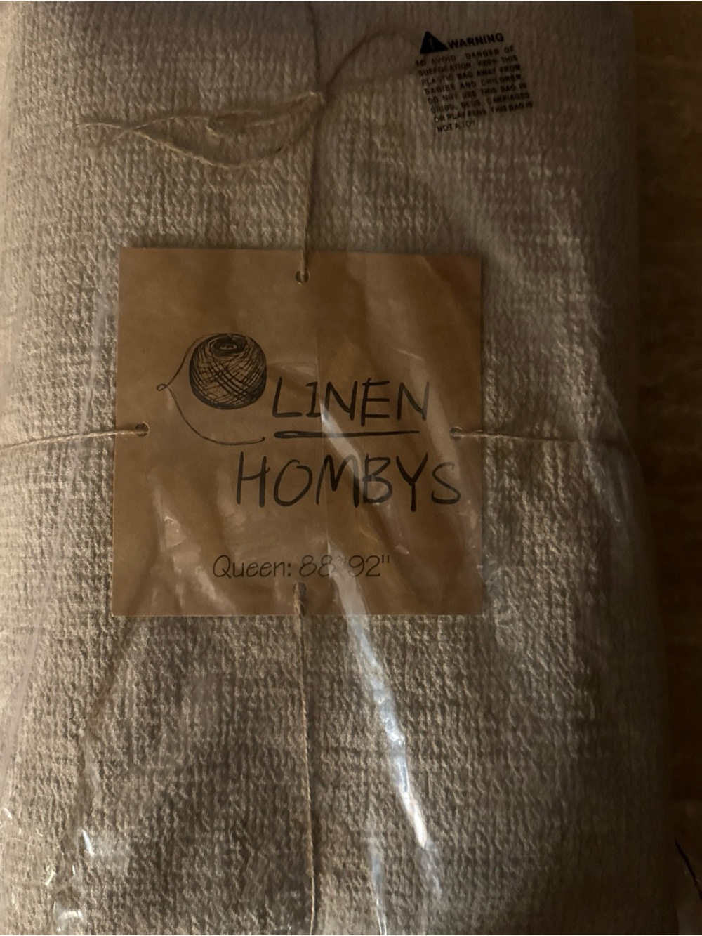 HOMBYS 100% Pure Flax Linen Blanket Queen Size 88"x92" Natural Beige - NIP